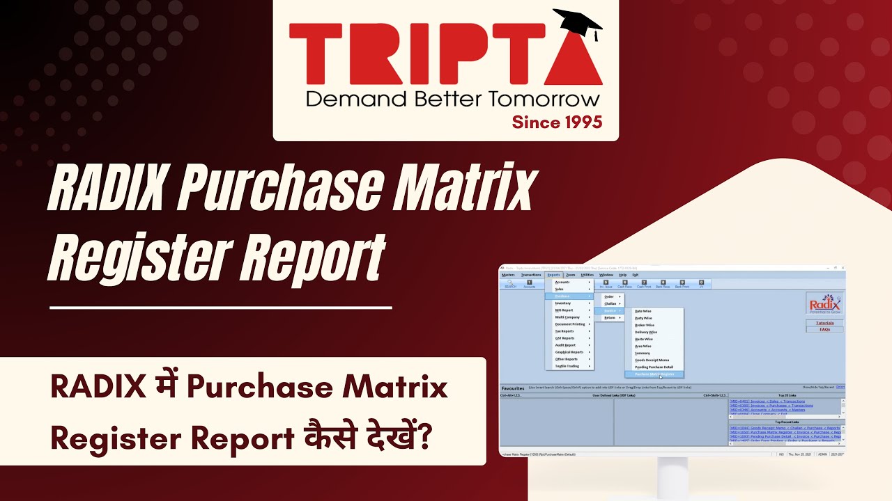 How to Generate Purchase Matrix Register Report in RADIX | Step-by-Step Tutorial