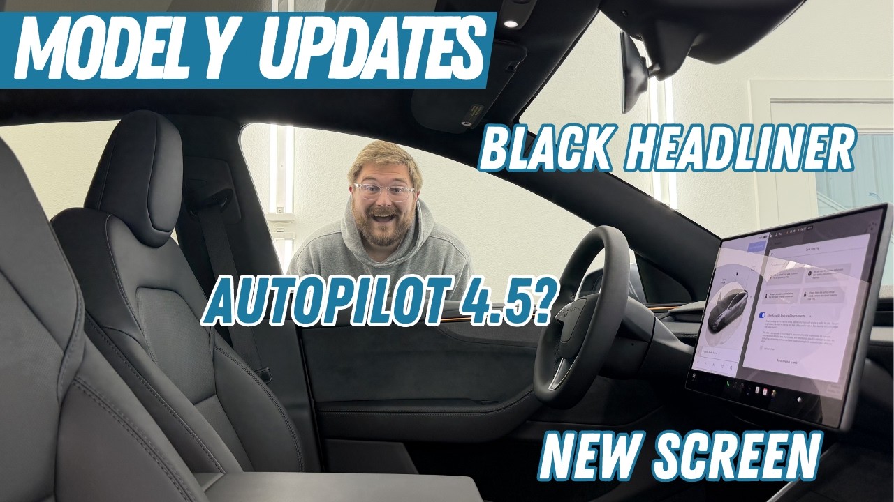 Tesla Model Y получила небольшое обновление! Черная обивка потолка, аппаратное обеспечение автопи...