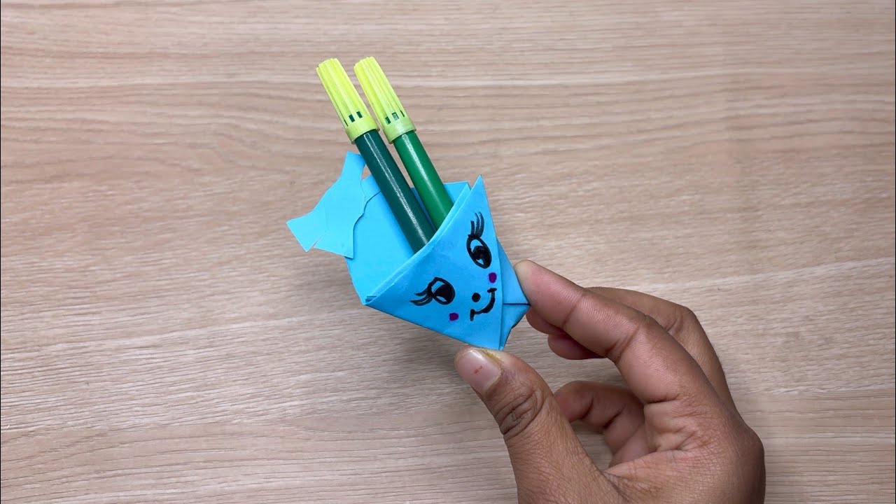 Cute Paper Pen Pocket | Origami Fish Design