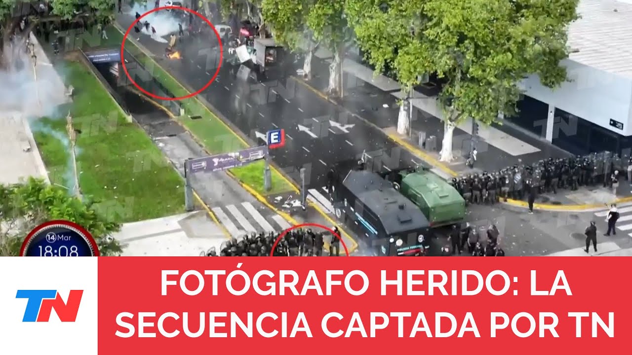 TN registró el momento en el que un policía dispara el gas lacrimógeno que hirió a Pablo Grillo