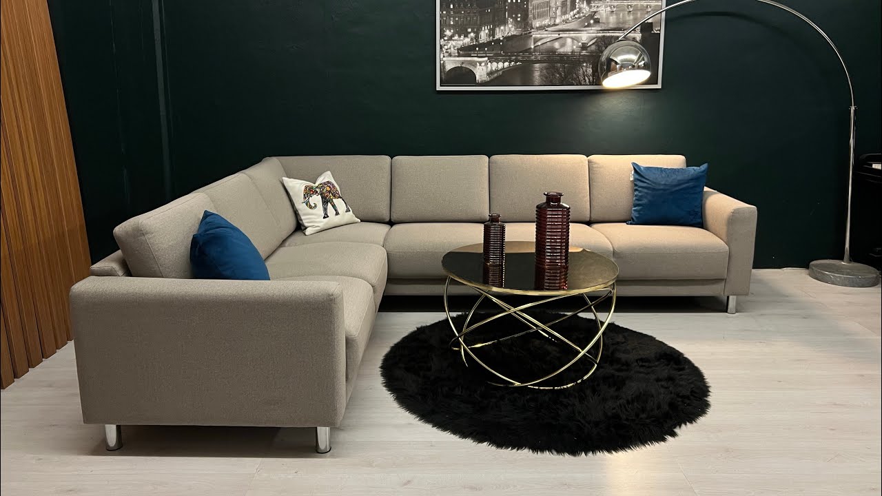 GRATIS FRAKT - Stilig og billig Skeidar Celevland hj&oslash;rnesofa i beige (2420)