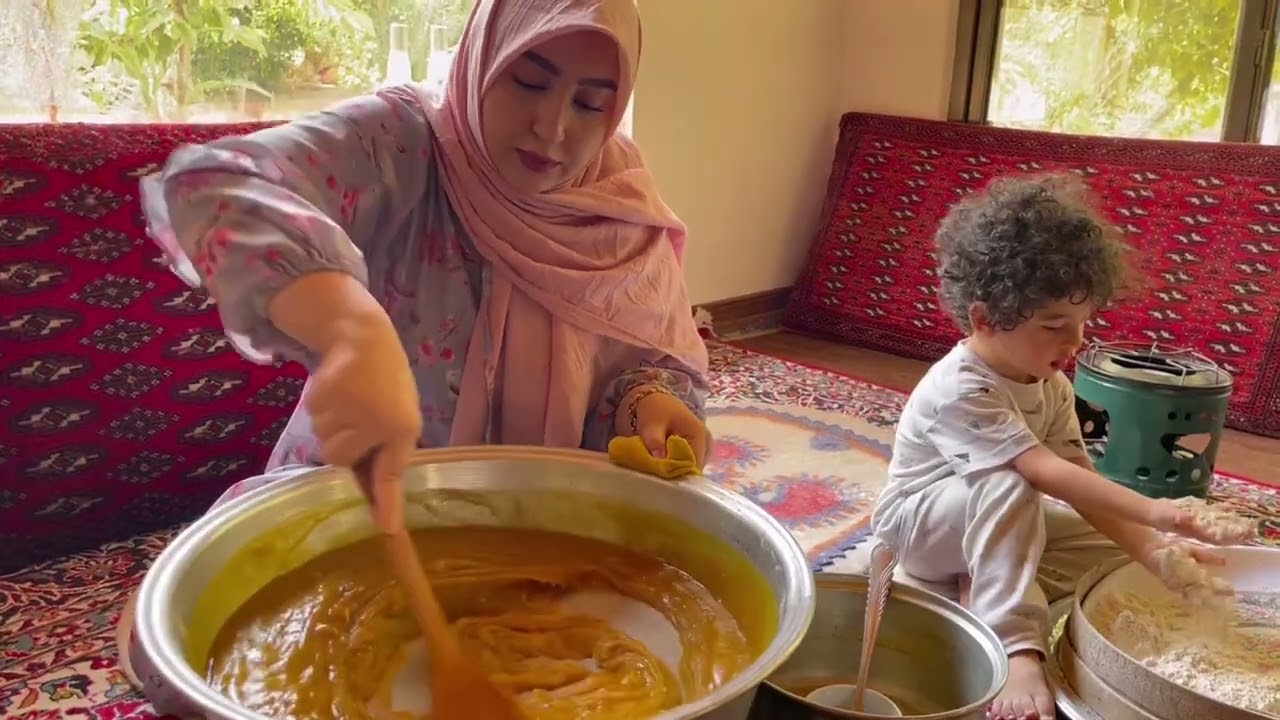 ‏Traditional Saffron Halva in a Peaceful Village | ASMR Cooking for Loved Ones 🍂🍯