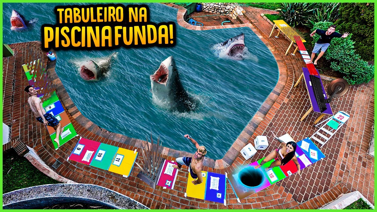 TABULEIRO GIGANTE NA PISCINA MAIS FUNDA!! ( NOVO MINIGAME ) [ REZENDE EVIL ]
