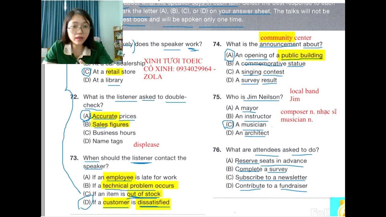 CHIẾN THUẬT MAX ĐIỂM TOEIC LISTENING PART 4 SHORT TALKS THÁNG 10 2025
