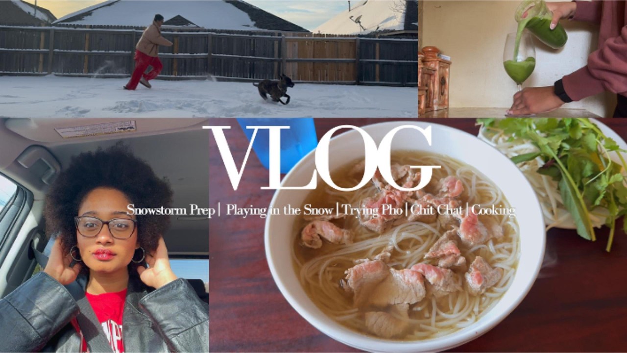 VLOG | Snowstorm Prep, Playing in the Snow, Trying Pho, Chit Chat & Cooking