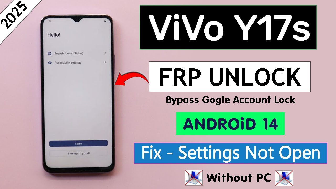 ViVo Y17s Android 14 Frp Unlock/Bypass Google Accoun Lock Without Pc - Fix Settings Not Open 2025