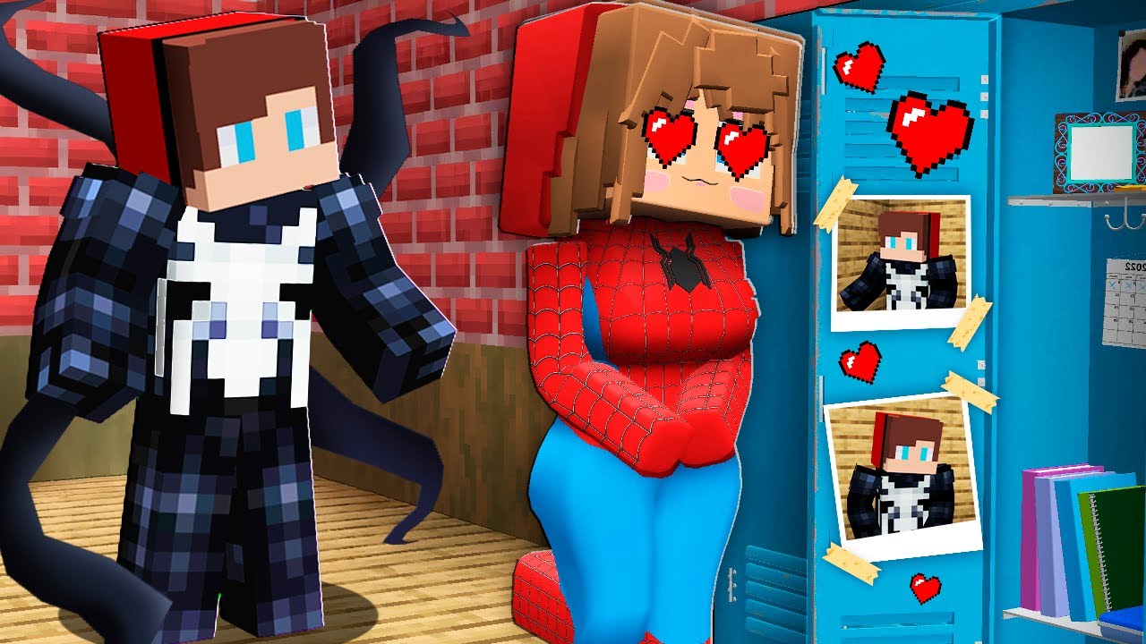 SPIDER MAN Girl is in love with JJ VENOM in Minecraft - Maizen
