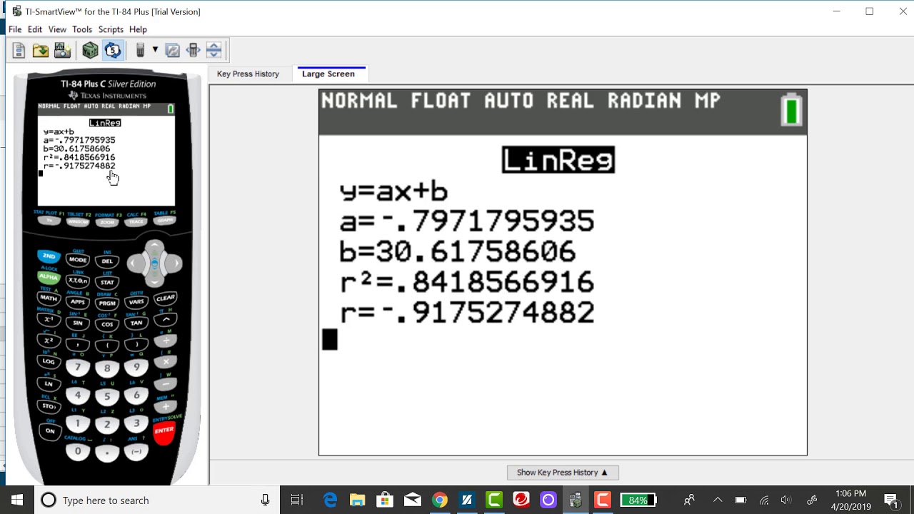 TI-84: Correlation Coefficient