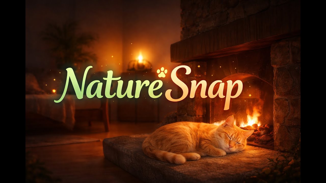 Peaceful Cat Nap by Fireplace | 아늑한 벽난로 옆 고양이 낮잠  불멍(ASMR)