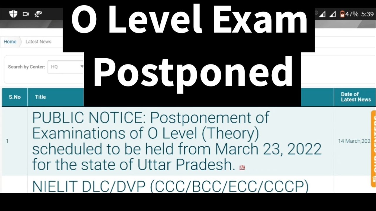 O Level 23 March 2022 Exam Postponed || O Level Exam Postponed