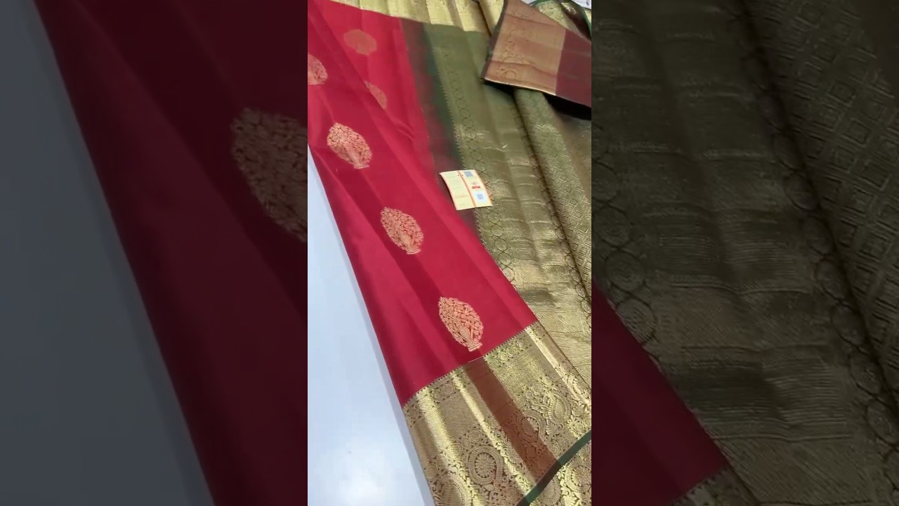 Beautiful Kanchipuram silk saree. Traditional colour combo red and green  #induarts #silksaree