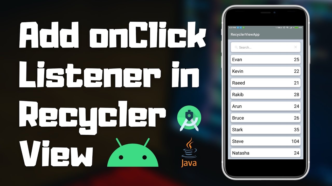 Добавить прослушиватель OnClick в RecyclerView | Учебное пособие по Android RecyclerView