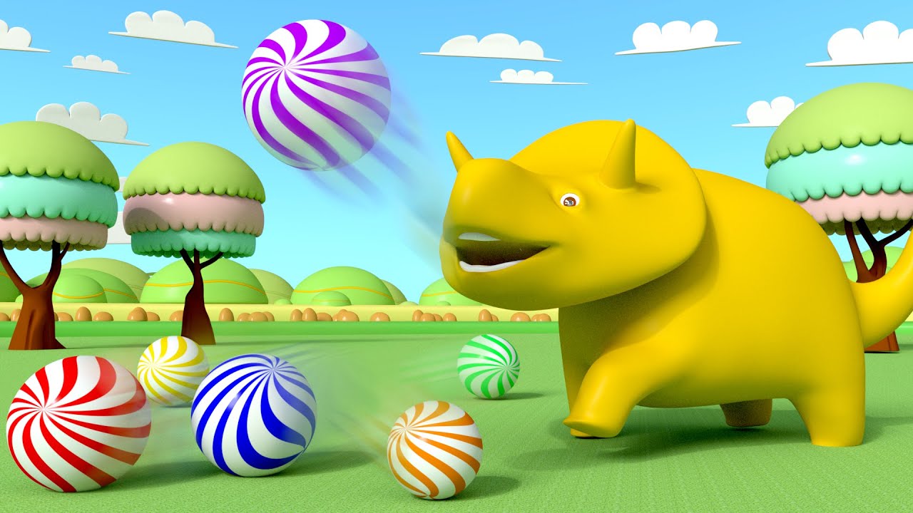 Dino plays MARBLES and LEARN COLORS and NUMBERS - Learn with Dino the Dinosaur 👶Educational Cartoon