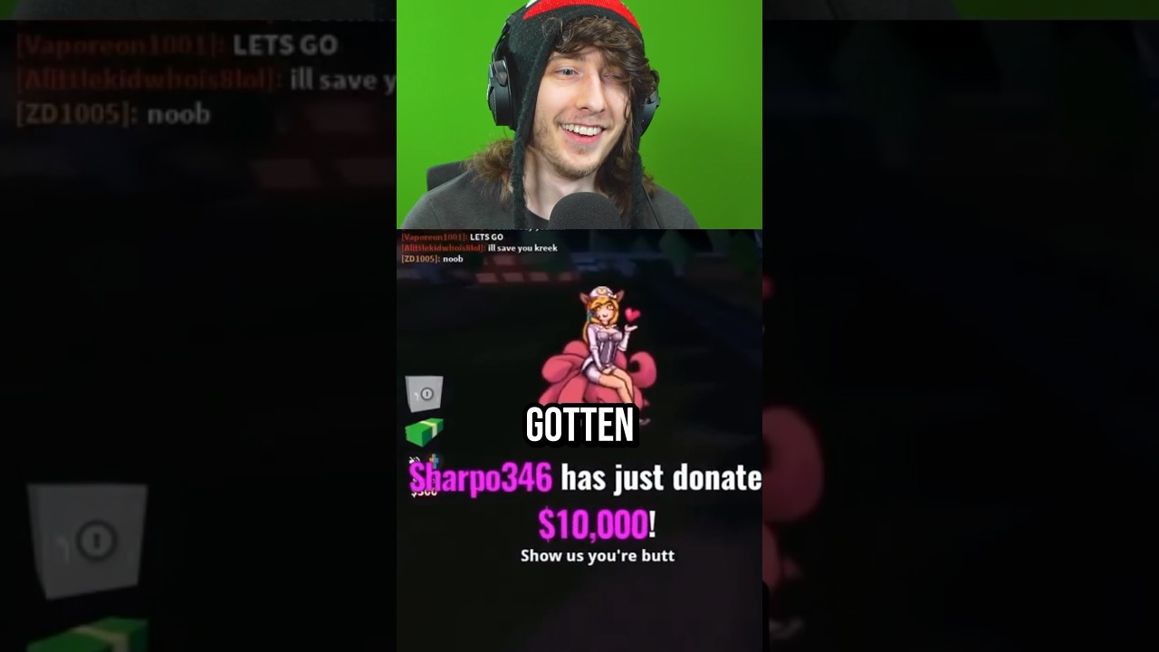 KREEKCRAFT'S LARGEST DONATION... 🤑😱 #roblox #shorts @iwindowl