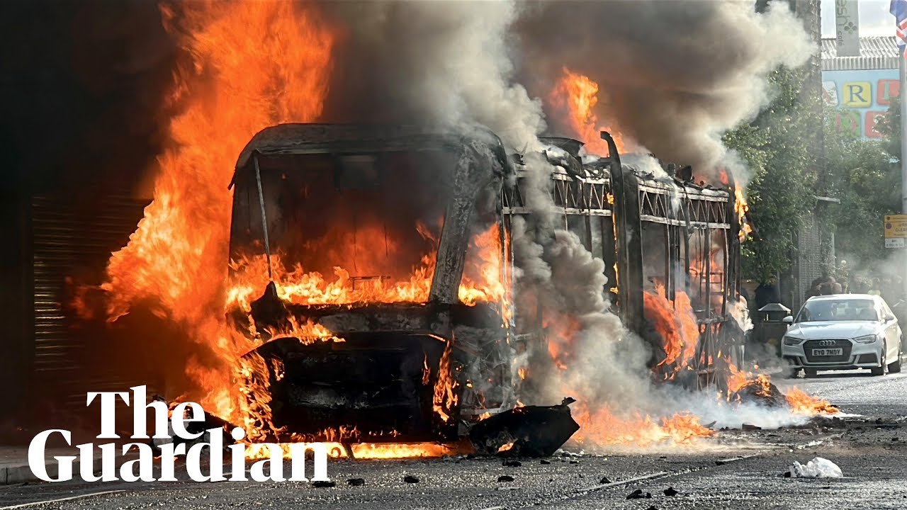 Bus set on fire as disorder flares up in Belfast