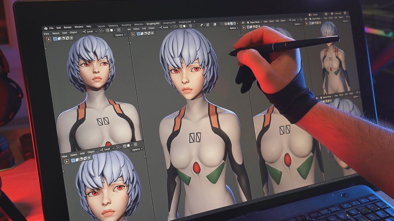Sculpting Rei Ayanami from Evangelion in Blender (FULL TIMELAPSE)