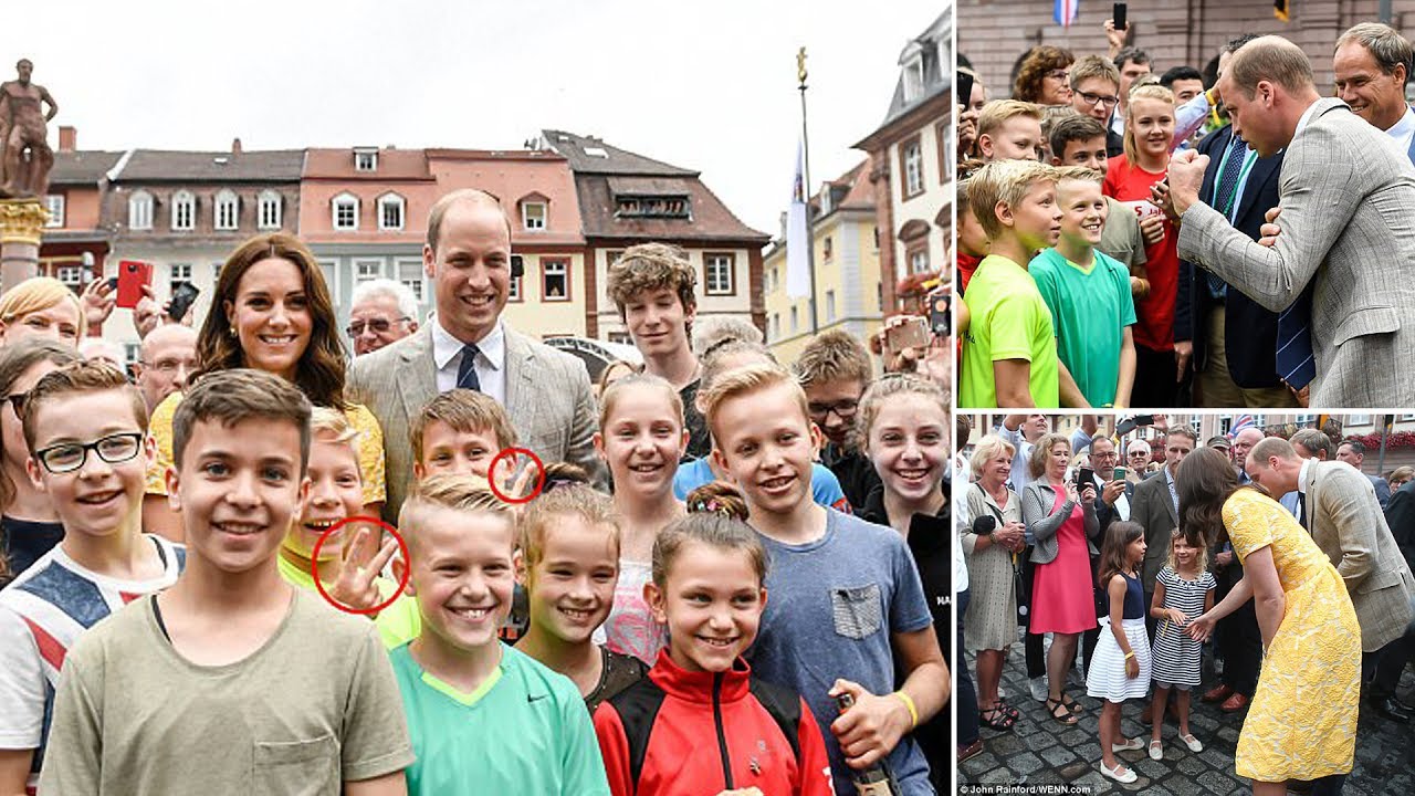 Did two German boys make a rude gesture while posing with Kate and Wills?