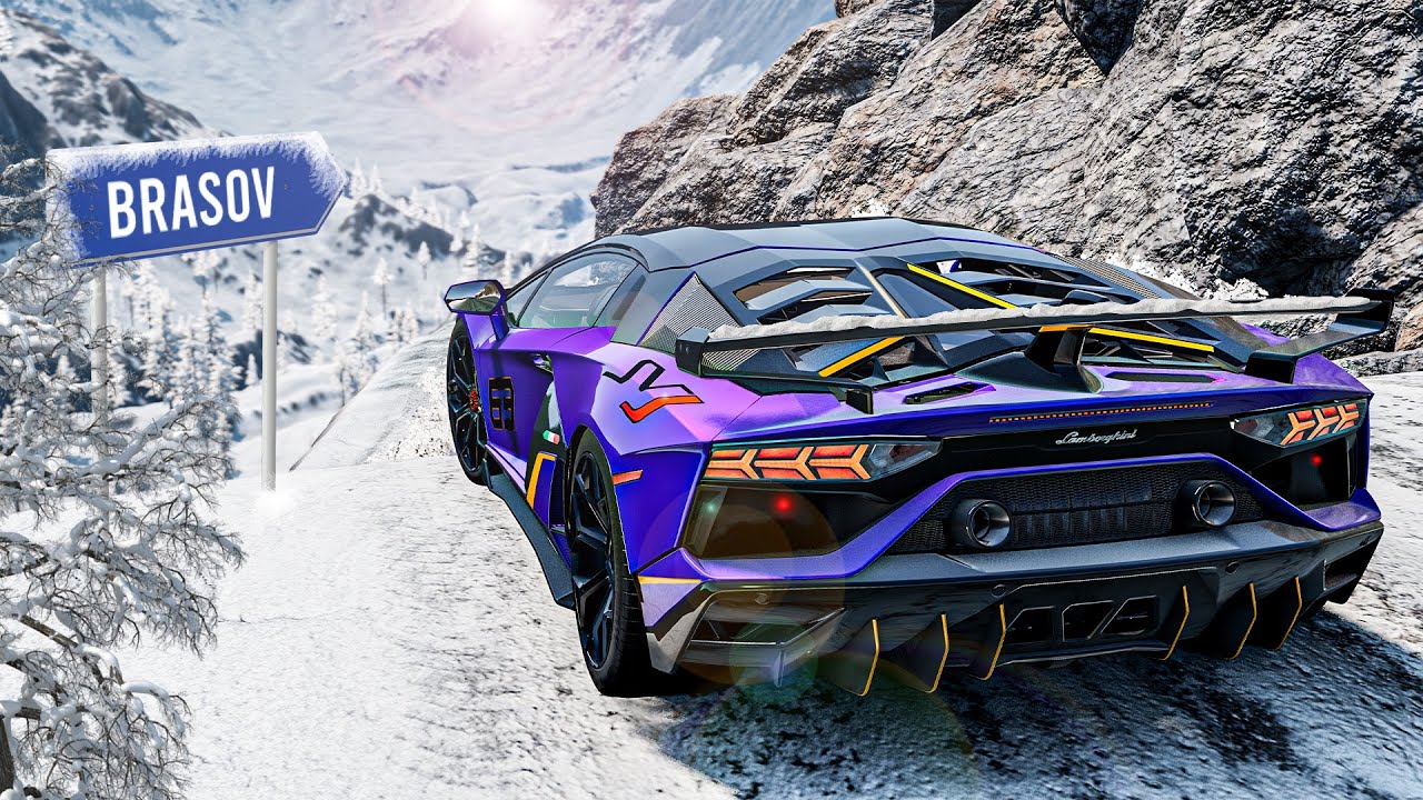In Drum Spre Brașov cu Lamborghini Aventador, pe Cel Mai Periculos Drum de Zăpada!