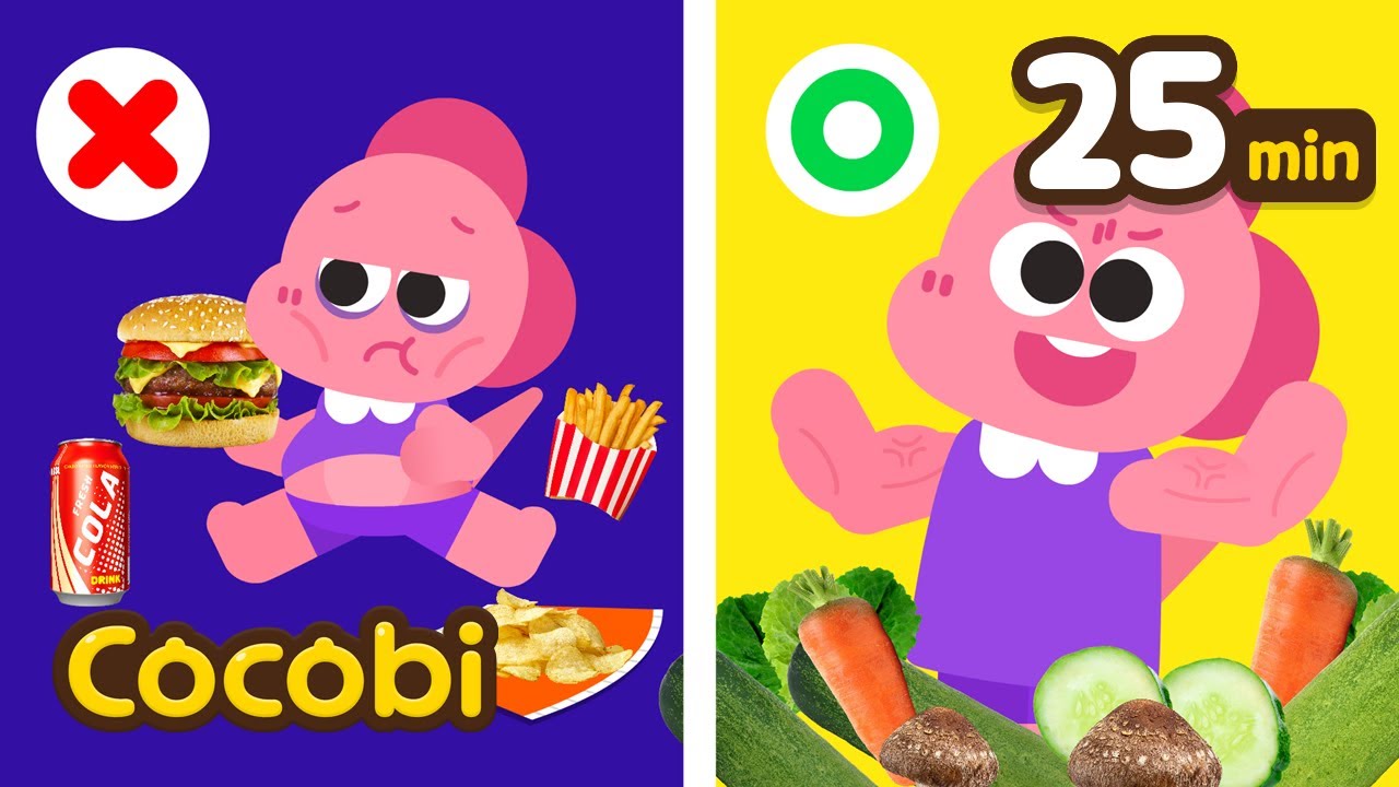 Coma Alimentos Saudáveis🍆🥕🥦 | Canções para Crianças | Cocobi