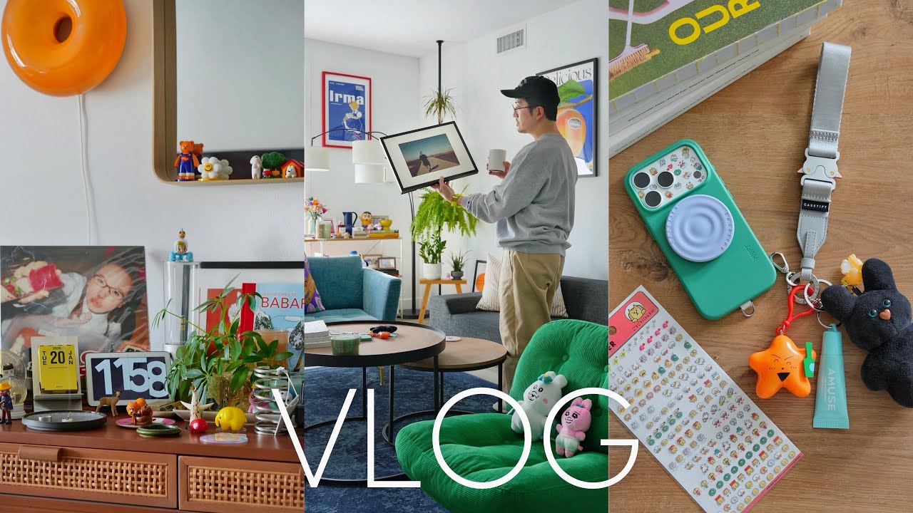 【Vlog】アートのある暮らし、40代男の日常2日間 | リビングに新しいインテリア | TARGETで買い物 | シールでiPhoneを可愛く | アメリカ駐在