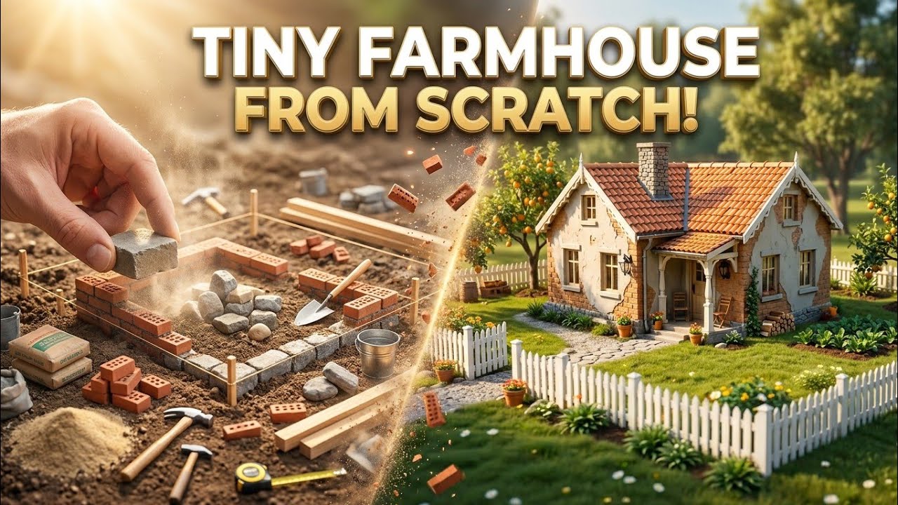 Tiny Farmhouse Built from Scratch | Miniature DIY Construction Timelapse | Hyper Realistic Building 
