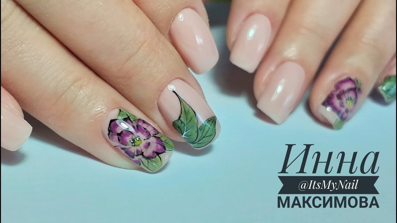 🌸 Работа с КЛИЕНТОМ 🌸 ПРОСТОЙ цветок ПОШАГОВО 🌸 Дизайн ногтей гель лаком 🌸