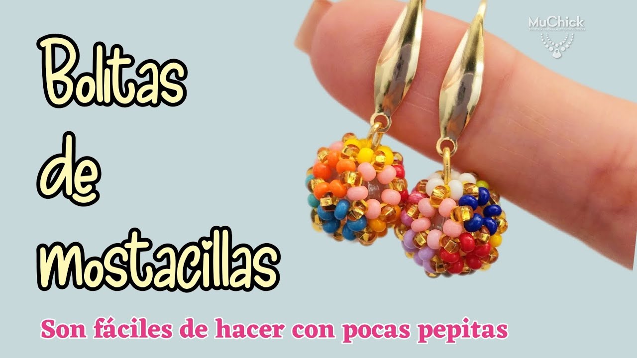 TUTORIAL de bolas de #mostacillas 🥰 para #aretes #bisuteria #beads #facil #muchick