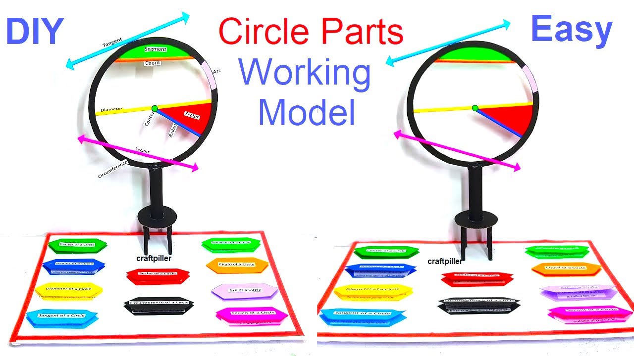parts of circle working model maths - craftpiller - diy