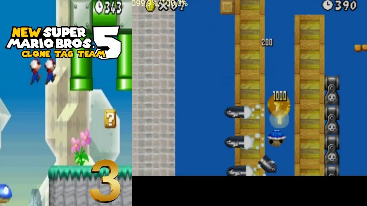 New Super Mario Bros 5 Clone Tag Team ep 3 100%
