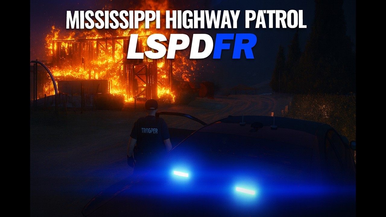 GTA V LSPDFR | Mississippi Highway Patrol | Stolen Money Truck Pursuit & Massive Structure Fire!!