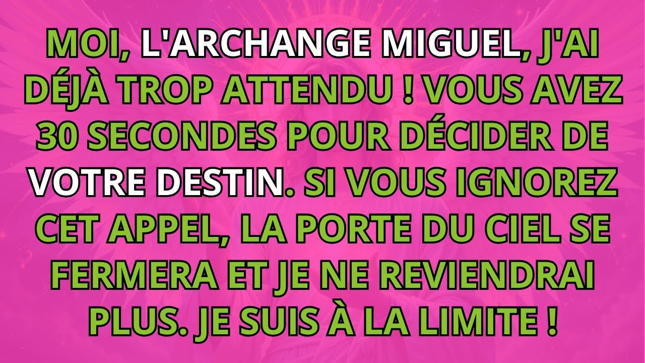 MOI, L'ARCHANGE MIGUEL, J'AI DÉJÀ TROP ATTENDU ! VOUS AVEZ 30 SECONDES POUR DÉCIDER DE VOTRE DESTIN!