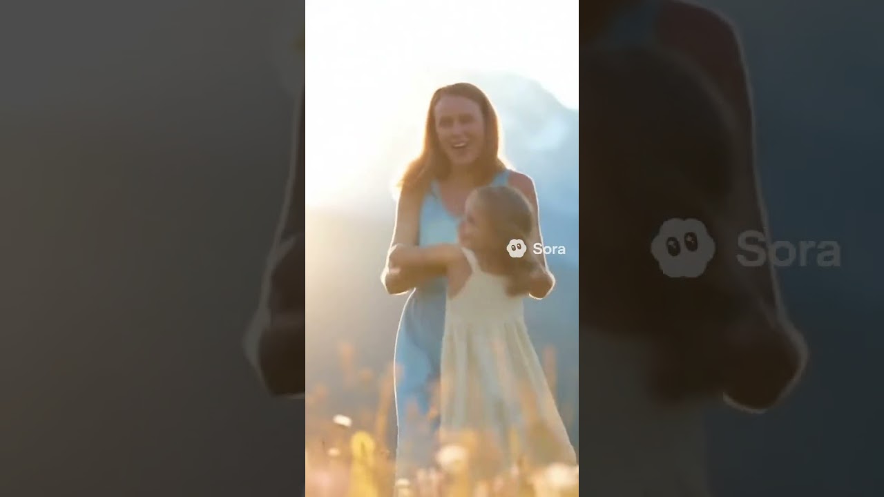 Mother & Daughter Play in the Swiss Alps | Cinematic Meadow Moments  #sora2 #motherdaughter #love