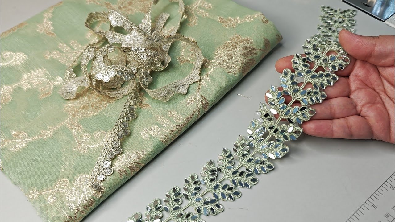 शीशे वाली लेस लगा कर बनाएं ख़ूबसूरत Design / Festival special Beautiful kurti Design with mirrors