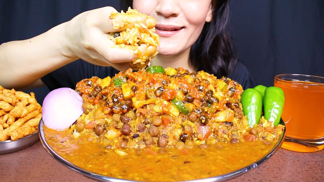 MUKBANG; Eating Spicy Daal Chawal and Spicy Tomato Chutney #ASMR/EATING SHOW BIG BITES #DALCHAWAL