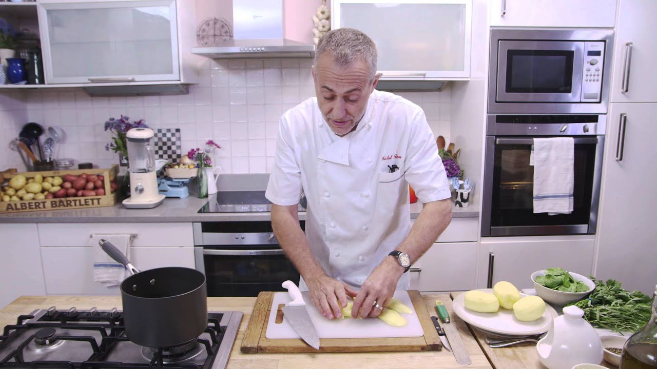 Elfe Potato Broth with Chicken Crackling by Michel Roux Jr.