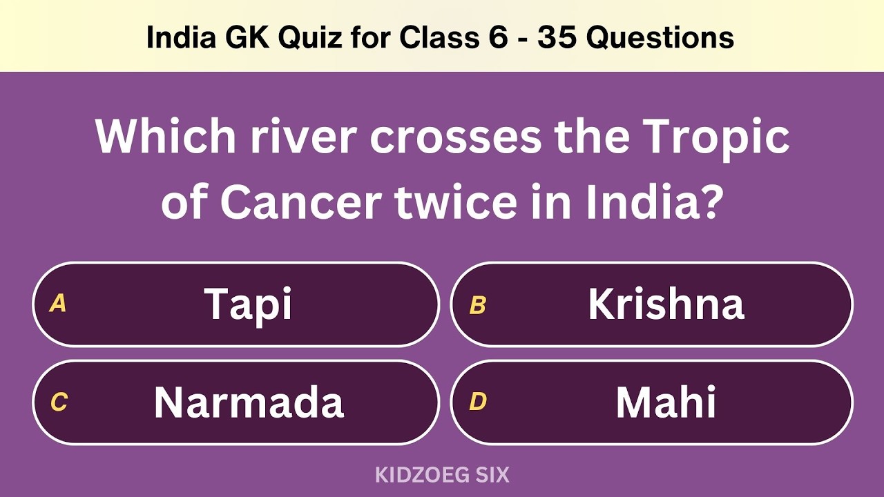 India GK Quiz for Class 6 | 35 General Knowledge Questions for Learning and Competitive Practice 🇮🇳