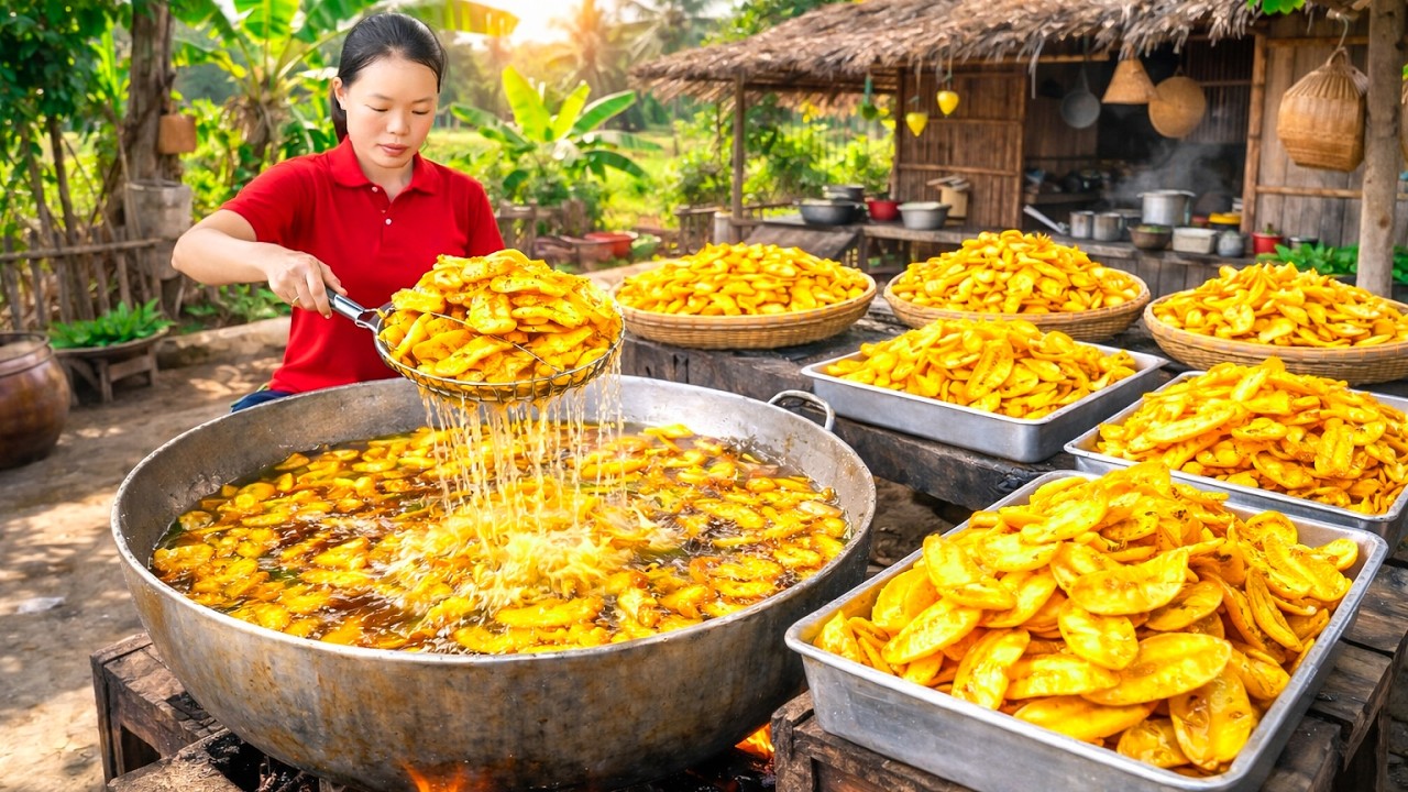 Process Make Perfect Crispy Banana Chips at Home from Green Bananas | Best-Selling Street Food Snack