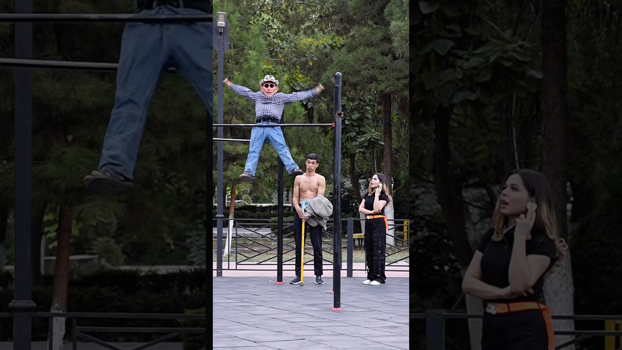 Old Man with a Fake Belly: The 20 kg Cane Strength Prank👴🏼🤯