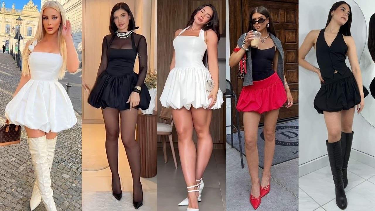 ELEGANTES OUTFITS CON VESTIDOS Y FALDAS GLOBO O ABOMBADAS QUE ESTARÁN EN TENDENCIA ÉSTE 2025!!!