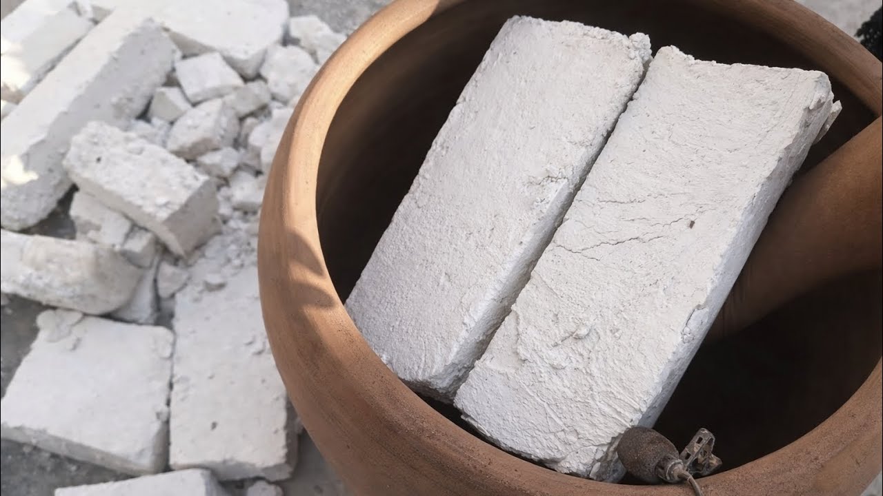 New🔥gym chalk bars water / dry crumbling in claypot oddly satisfying video