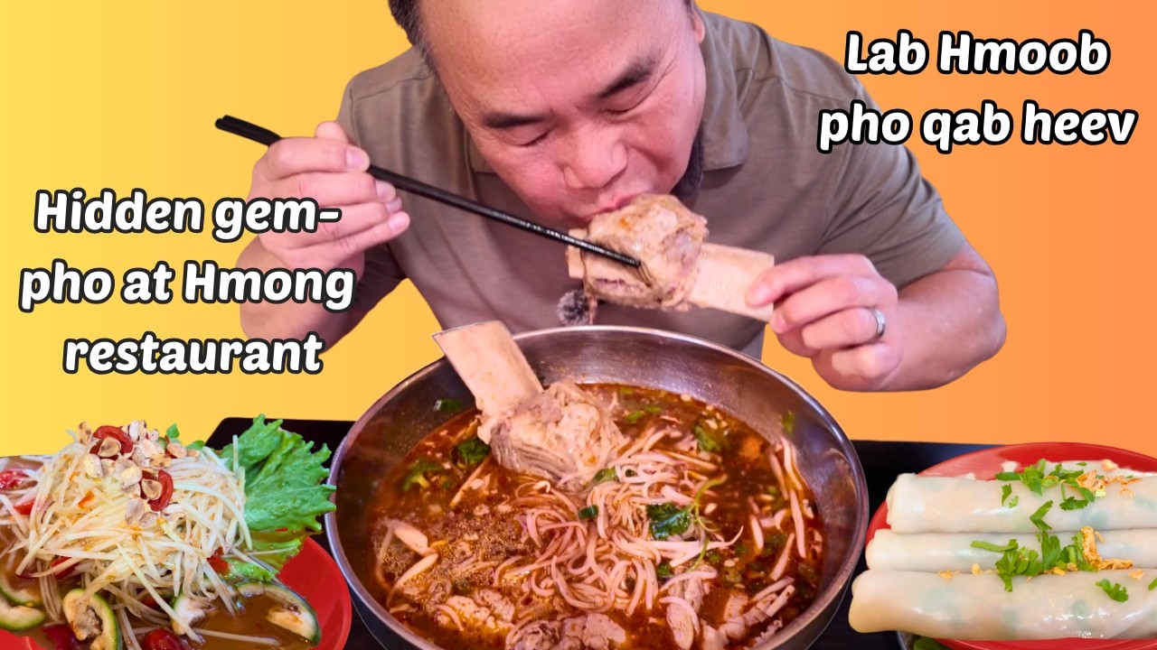 Trying Authentic Hmong Pho Noodles Sim fawm Hmoob hauv Catoosa, Oklahoma