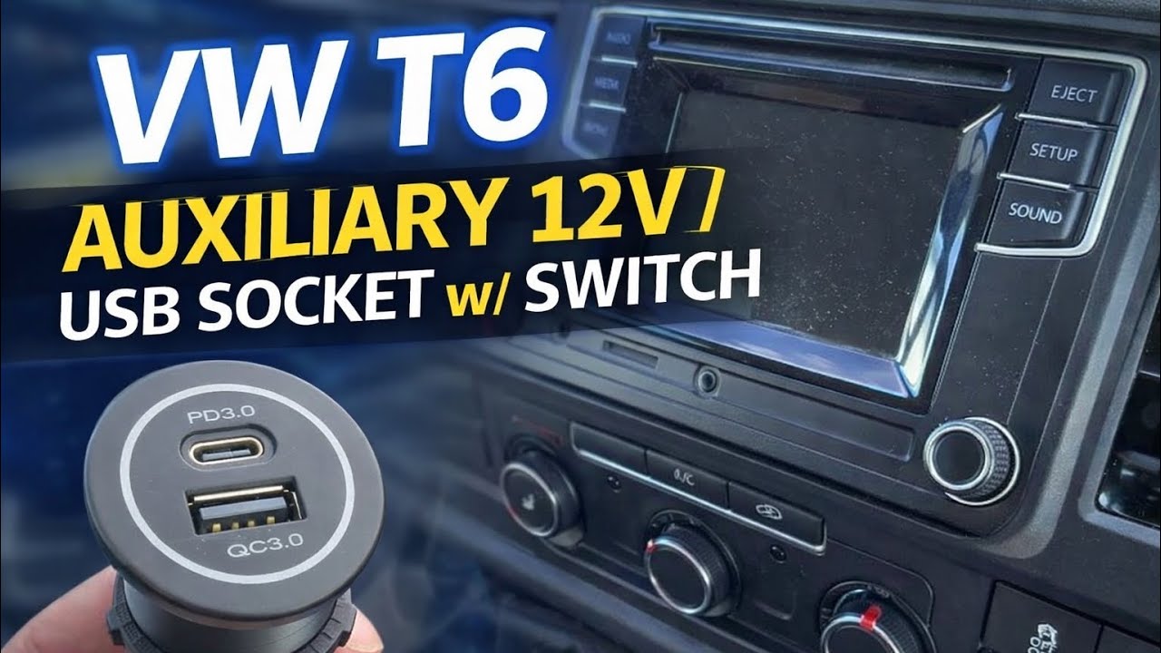 VW T6 – Auxiliary 12V / USB Charging Socket with Switch