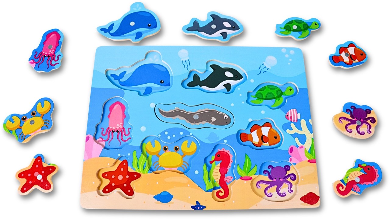 Learn Sea Animals Name | Aquatic Marine Animals in the Ocean Puzzle | Preschool Learning Videos