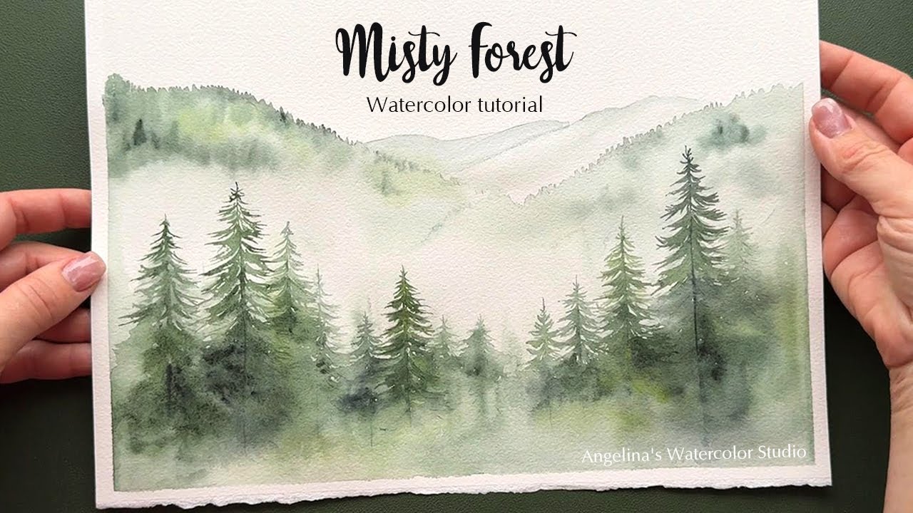 Easy Misty Forest Watercolor Tutorial for Beginners | Relaxing Loose Landscape #mistyforest