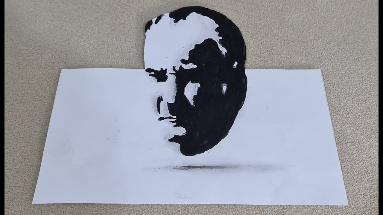 29 Ekim Cumhuriyet Bayramı Atatürk çizimi / 3d çizim / 3 boyutlu çizimler