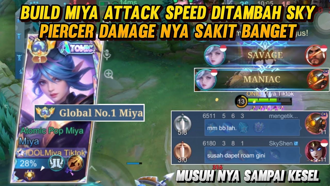 SAVAGE DAN MANIAC DALAM SATU MATCH PAKAI BUILD MIYA ATTACK SPEED DITAMBAH SKY PIERCER! | MLBB