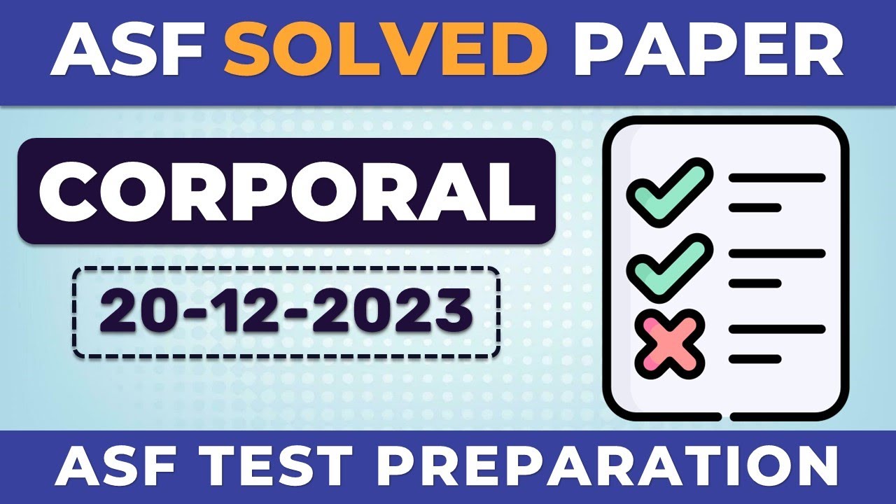 ASF Written Test Preparation 2023 | ASF Corporal 20-12-2023 | ASF Past Papers MCQs
