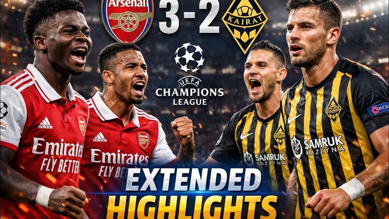 Arsenal vs Kairat.UEFA champions league match Extended highlights.Credit👉