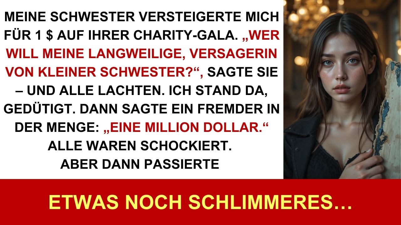 Bei der Charity-Gala versteigerte mich meine Schwester für 1 $ – doch ein Fremder stand auf und …