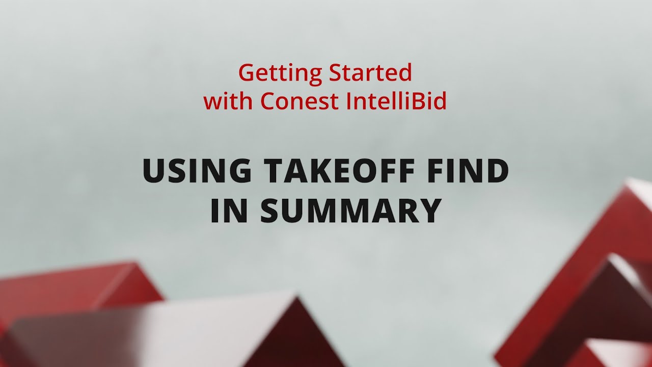 Using Takeoff Find in Summary | Conest Software Systems